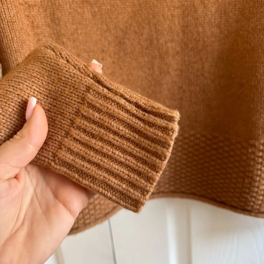 Madewell Sadler Boxy Chunky Turtleneck Wool Sweater Camel Brown‎ XS Fisherman